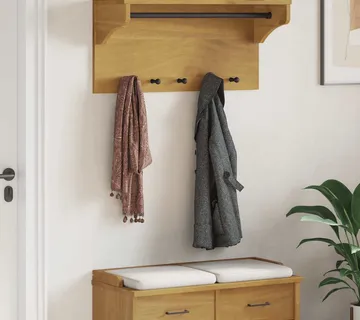 vidaXL Zidna vješalica za kapute SANDNES 87x30x42 cm puno drvo bor - Venlo