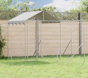 vidaXL Vanjski kavez za pse s krovom srebrni 6x6x2,5 m pocinčani čelik - Venlo