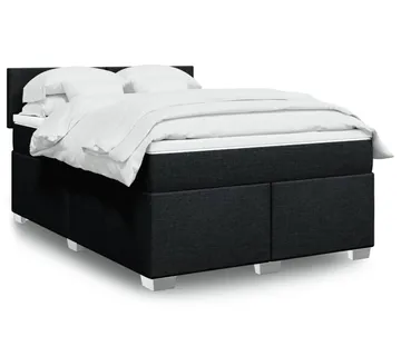 vidaXL Krevet s oprugama i madracem crni 160x200 cm od tkanine - Venlo