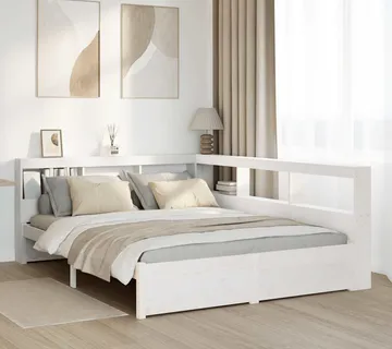 vidaXL Krevet s regalom z knjige bez madraca bijeli 140x200cm borovina - Venlo