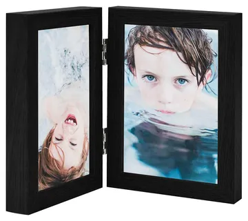 vidaXL Dvostruki preklopni okvir za fotografije crni 2 x (10x15 cm) - Venlo