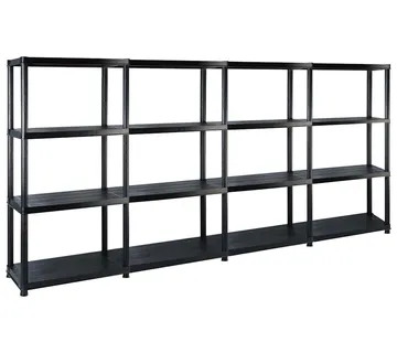 vidaXL Police za pohranu s 4 razine crne 244 x 30,5 x 130 cm plastične - Venlo