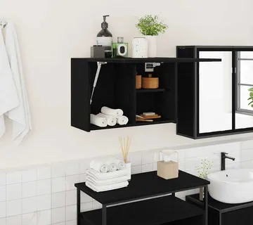 vidaXL Kupaonski zidni ormarić crni 60x25x40 cm izrađeno drvo - Venlo