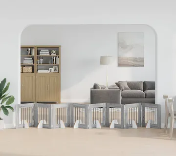 vidaXL Preklopna vrata za pse s postoljem 8 kom. Siva Sonoma 60 cm - Venlo