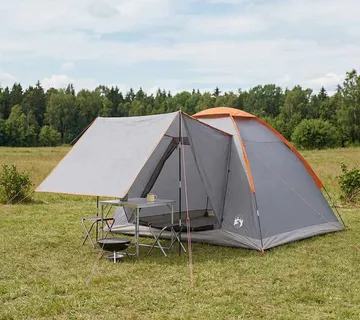 vidaXL Kamping šator 4-osobni Siva i narančasta Poliester i čelik - Venlo
