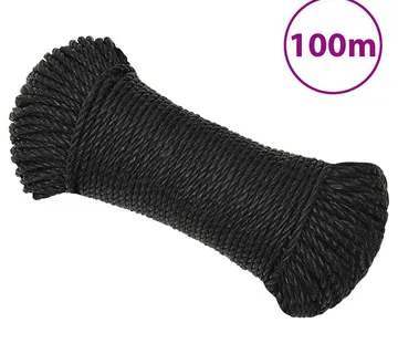 vidaXL Radno uže crno 8 mm 100 m od polipropilena - Venlo