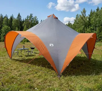 vidaXL Šator za zabave s krovom Siva i narančasta 400 x 400 x 320 cm - Venlo