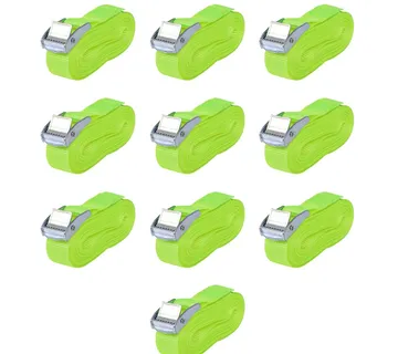 vidaXL Trake za Vezanje Tereta 10 kom 0,25 Tona 5mx25mm Flourescentno Zelene - Venlo