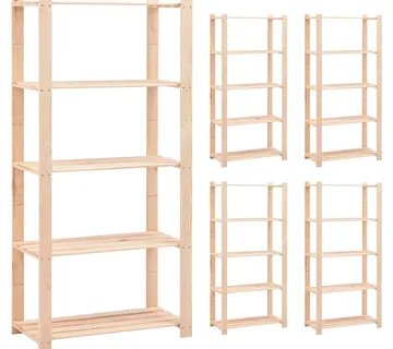 vidaXL Stalci za pohranu s 5 razina 5 kom 80x38x170 cm borovina 250 kg - Venlo