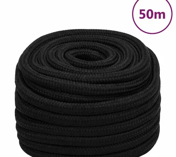 vidaXL Radno uže crno 20 mm 50 m poliestersko - Venlo