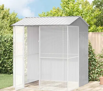 vidaXL Kavez za ptice s pohranom Siva 215 x 210 x 247 cm Cinkani čelik - Venlo