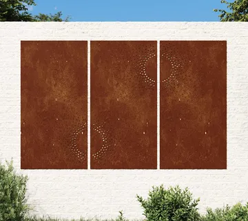 vidaXL Vrtni zidni ukrasi 3 kom 105x55 cm čelik COR-TEN uzorak sunca - Venlo