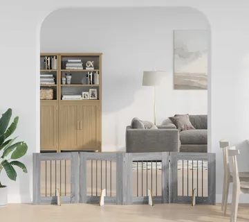 vidaXL Preklopna vrata za pse s postoljem 4 kom. Siva Sonoma 241 cm - Venlo