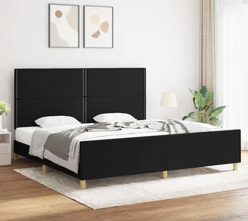 vidaXL Okvir za krevet bez madraca crni 200x200 cm od tkanine - Venlo