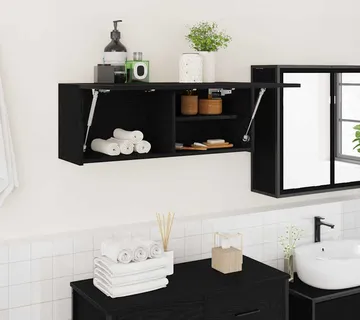 vidaXL Kupaonski zidni ormarić crni 80x25x30 cm izrađeno drvo - Venlo