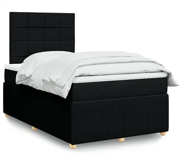 vidaXL Krevet box spring s madracem crni 120 x 190 cm od tkanine - Venlo