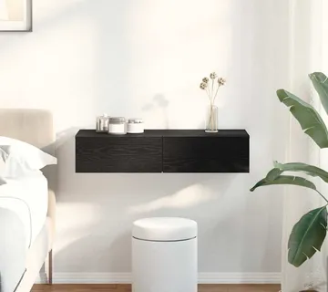 vidaXL Zidna polica s ladicama crna 80x33x17 cm izrađeno drvo - Venlo