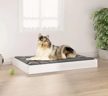 vidaXL Krevet za pse bijeli 91,5 x 64 x 9 cm od masivne borovine - Venlo