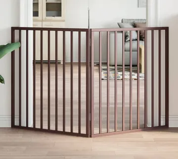 vidaXL Vrata za pse s 2 panela sklopiva smeđa 160 cm od drva topole - Venlo