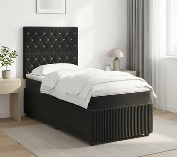 vidaXL Boxspring krevet s madracem Crna 80 x 200 cm Baršun - Venlo