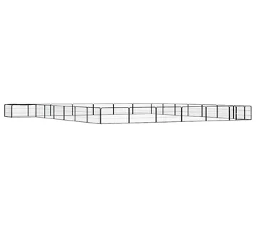 vidaXL Ograda za pse s 28 panela crna 100 x 50 cm čelik obložen prahom - Venlo