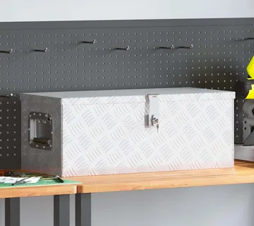 vidaXL Kutija za pohranu srebrna 70 x 31 x 27 cm aluminijska - Venlo