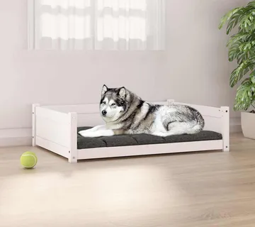 vidaXL Krevet za pse bijeli 105,5x75,5x28 cm od masivne borovine - Venlo