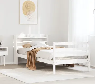 vidaXL Okvir kreveta s uzglavljem bijeli 75x190 cm od borovine - Venlo