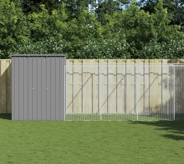 vidaXL Kućica za pse s igralištem svjetlosiva 165x863x181 cm čelična - Venlo