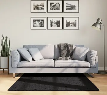 vidaXL Tepih OVIEDO kratkih vlakana crni 120 x 120 cm - Venlo