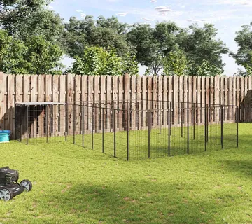vidaXL Kavez za pse crni 15,73 m² čelični - Venlo