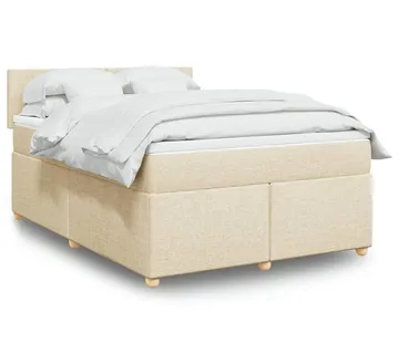 vidaXL Krevet s oprugama i madracem krem 140x200 cm od tkanine - Venlo