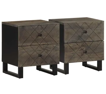 vidaXL Noćni ormarići 2 kom crni 40x33x46 cm od masivnog drva manga - Venlo