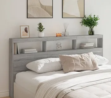 vidaXL Ormarić za uzglavlje LED sivom sonomom 200x17x102 cm - Venlo