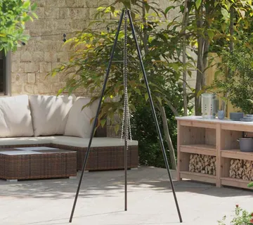 vidaXL Tripod za logorsku vatru Crna 92 x 92 x 191,5 cm Čelik - Venlo