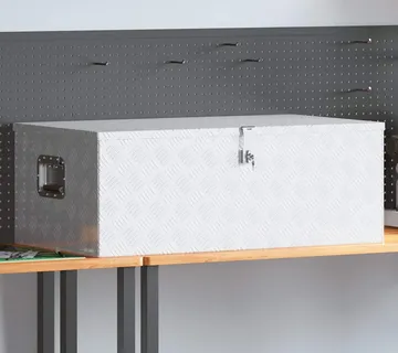 vidaXL Kutija za pohranu srebrna 100 x 55 x 37 cm aluminijska - Venlo