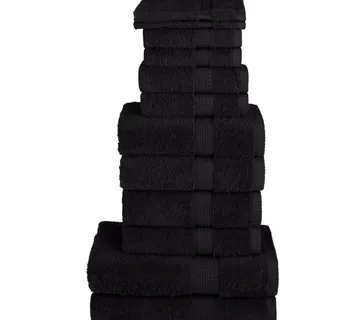 vidaXL 12-dijelni vrhunski set ručnika SOLUND crni 600 gsm - Venlo