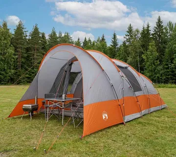 vidaXL Tunelski šator 560 x 395 x 212 cm Siva i narančasta - Venlo