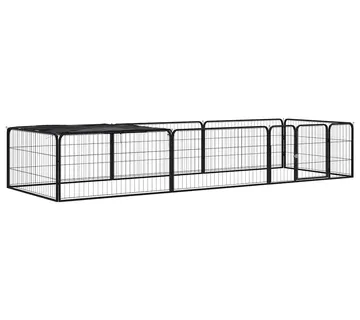 vidaXL Ograda za pse s 8 panela crna 100 x 50 cm čelik obložen prahom - Venlo