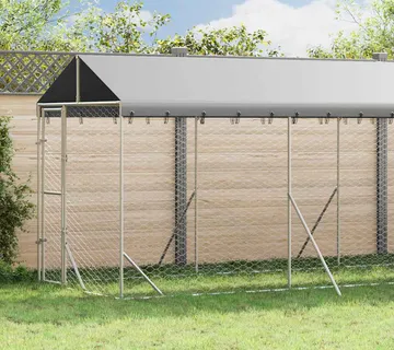 vidaXL Vanjski kavez za pse s krovom srebrni 2x14x2,5m pocinčani čelik - Venlo