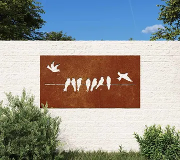 vidaXL Vrtni zidni ukras 105 x 55 cm od čelika COR-TEN s uzorkom ptica - Venlo