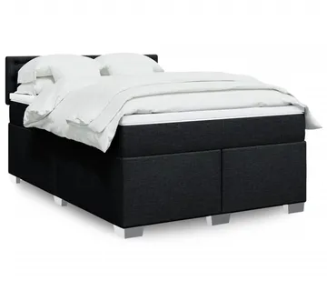 vidaXL Krevet s oprugama i madracem crni 160x200 cm od tkanine - Venlo