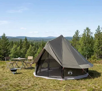 vidaXL Tipi šator 4-osobni Smeđa siva Poliester i čelik - Venlo