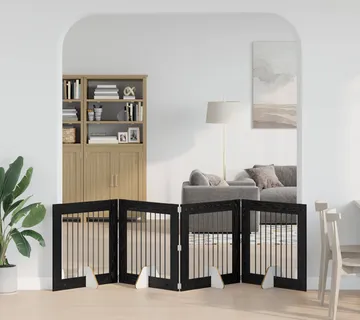 vidaXL Preklopna vrata za pse s postoljem 4 kom. Crni hrast 321 cm - Venlo
