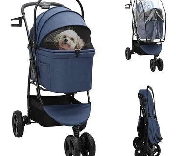 vidaXL Sklopiva kolica za kućne ljubimce Plava 78 x 54 x 101 cm - Venlo