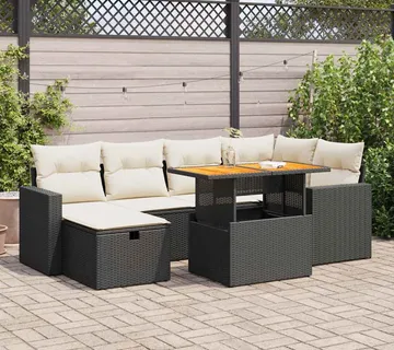 vidaXL 8-dijelni set vrtnih sofa od poliratana s jastucima crni bagrem - Venlo