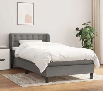 vidaXL Krevet s oprugama i madracem tamnosivi 90 x 190 cm od tkanine - Venlo