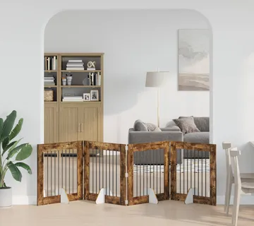 vidaXL Preklopna vrata za pse s postoljem 4 kom. Dimljeni hrast 321 cm - Venlo