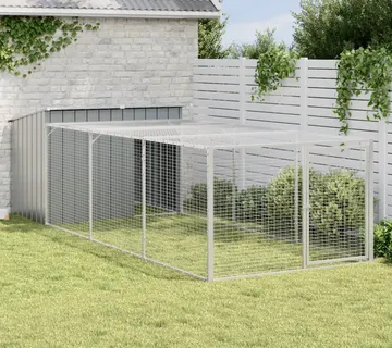 vidaXL Kućica za pse s ograđenim prostorom antracit 153x396x110 cm pocinčani čelik - Venlo