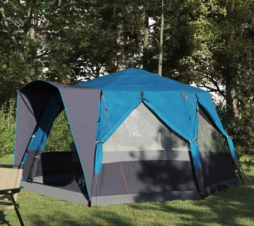 vidaXL Šator za 5 osoba s krovom Plava i siva 333 x 317 x 194 cm - Venlo